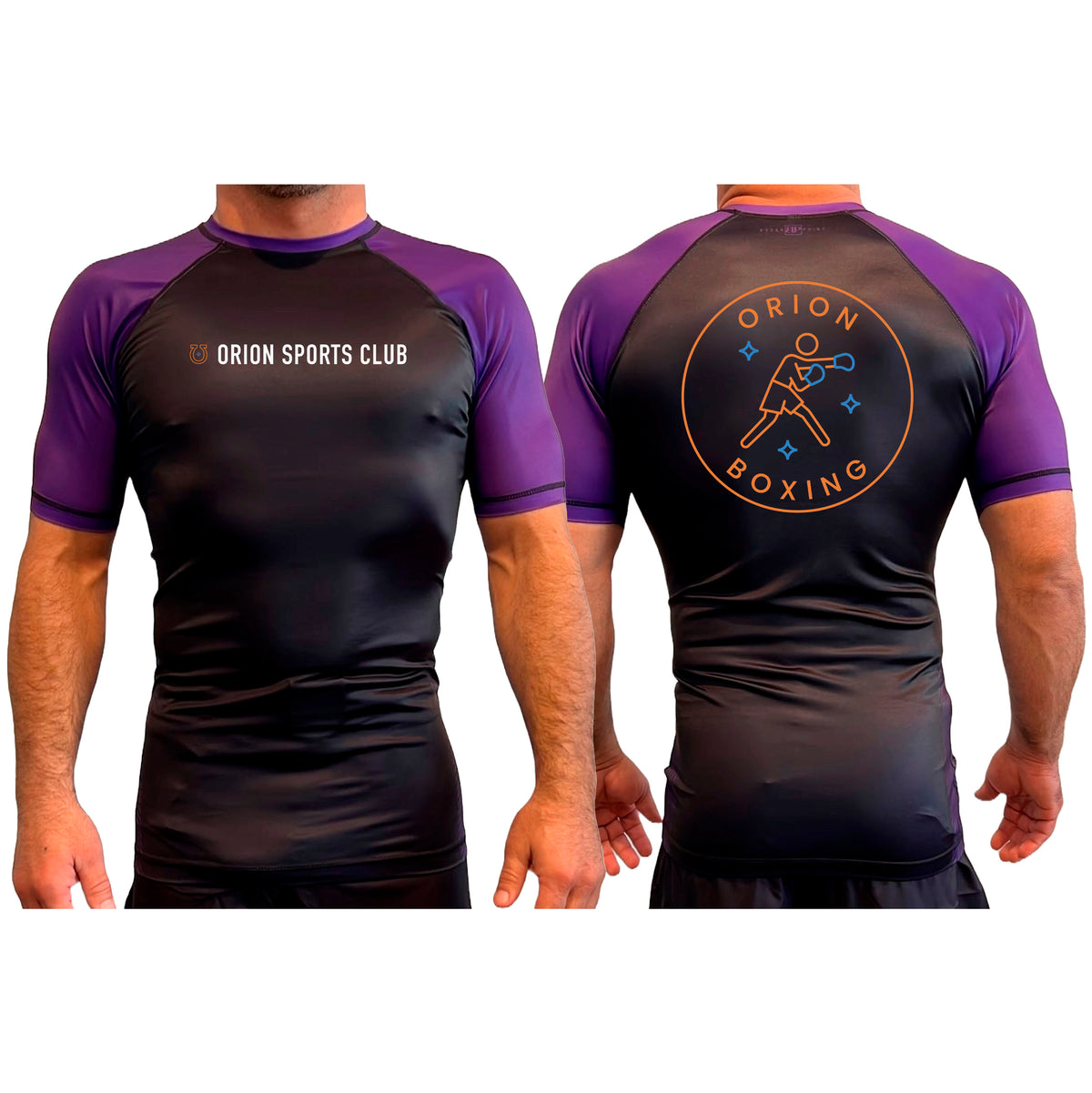 Orion Sports Club All Black Ranked Short Sleeve Rash Guards #8024 E