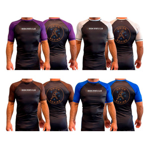 Orion Sports Club All Black Ranked Short Sleeve Rash Guards #8024 E