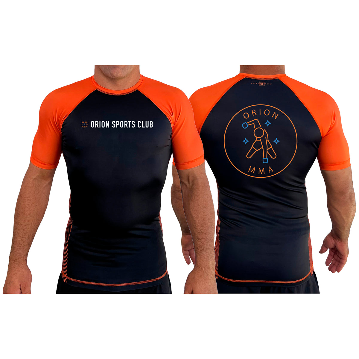 Orion Sports Club All Black Ranked Short Sleeve Rash Guards #8024 G