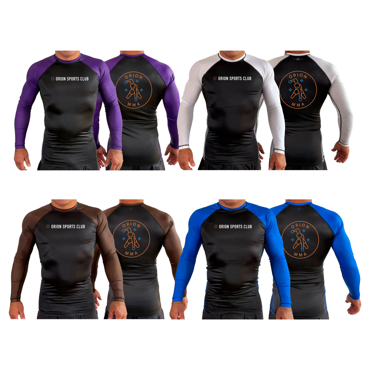 Orion Sports Club All Black Ranked Long Sleeve Rash Guards #8024 G