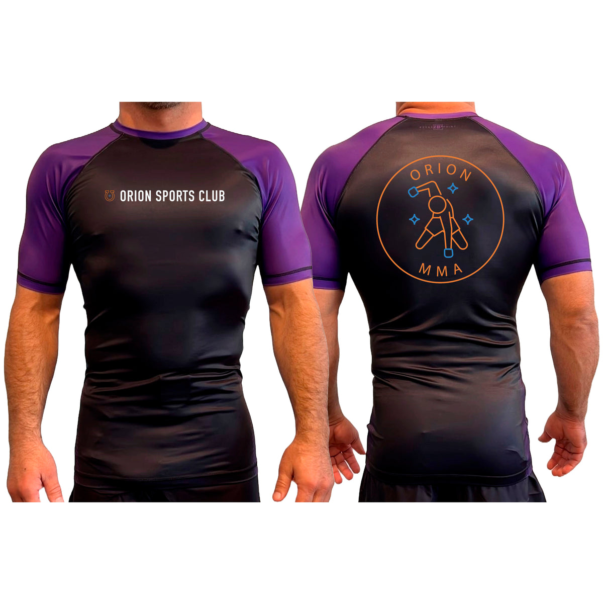 Orion Sports Club All Black Ranked Short Sleeve Rash Guards #8024 G