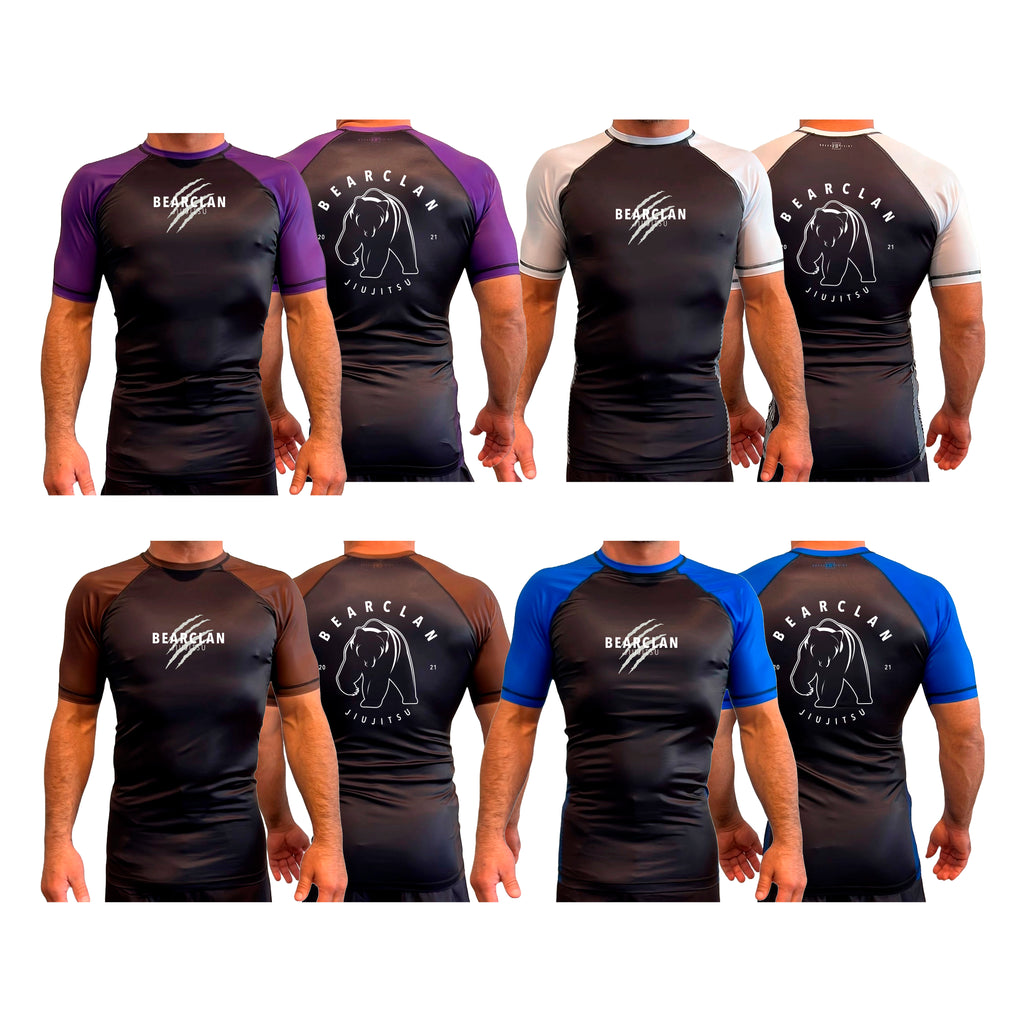 Bearclan Jiu-Jitsu All Black Ranked Short Sleeve Rash Guards #8025
