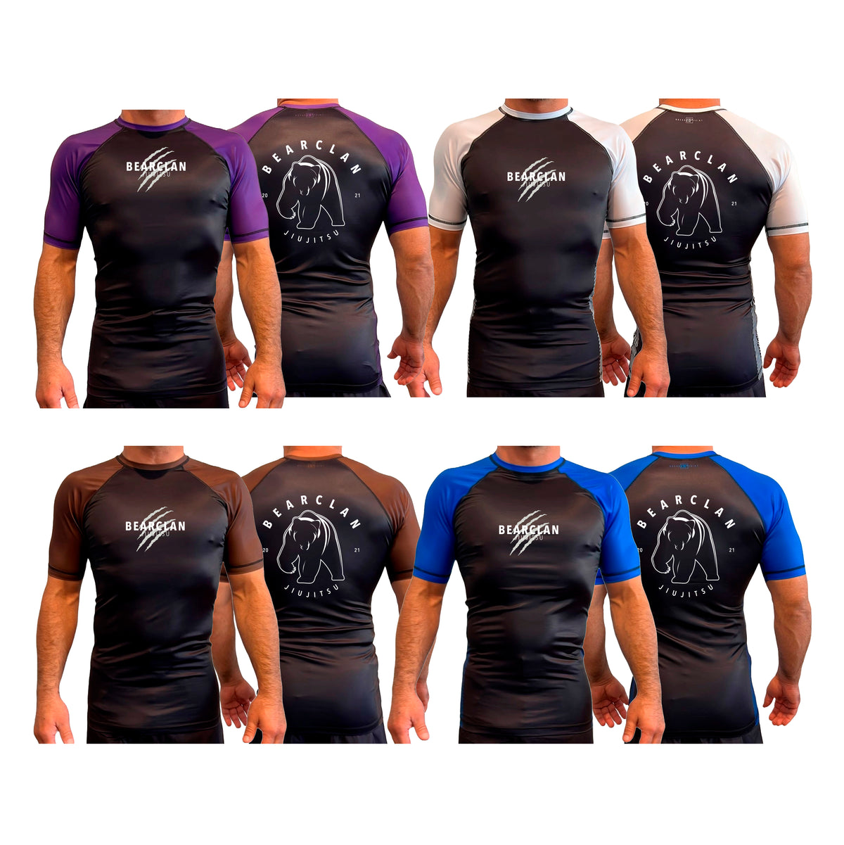 Bearclan Jiu-Jitsu All Black Ranked Short Sleeve Rash Guards #8025
