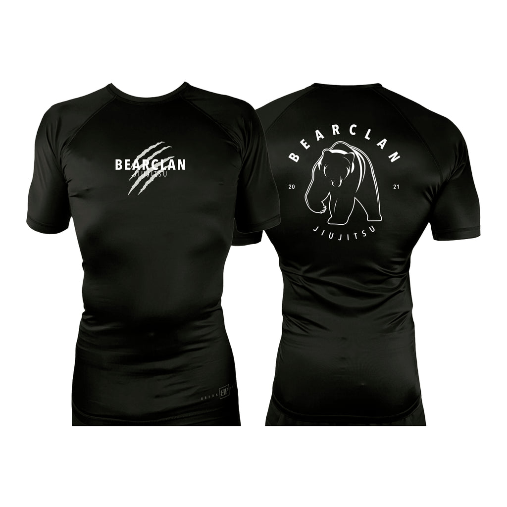 Bearclan Jiu-Jitsu All Black Custom Rash Guards Short Sleeves #8025
