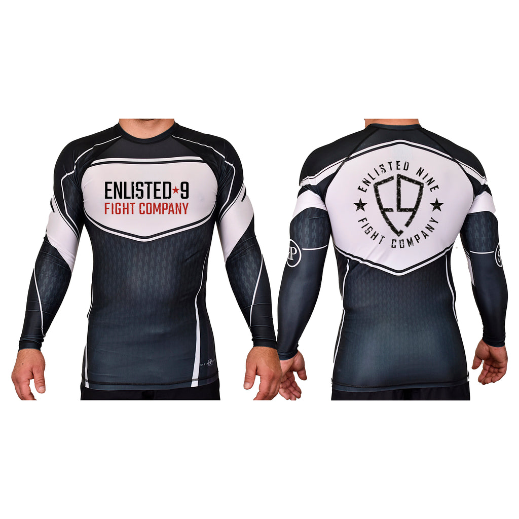 Enlisted Nine Academy Rash Guards Black/White #8026 A