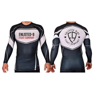 Enlisted Nine Academy Rash Guards Black/White #8026 A