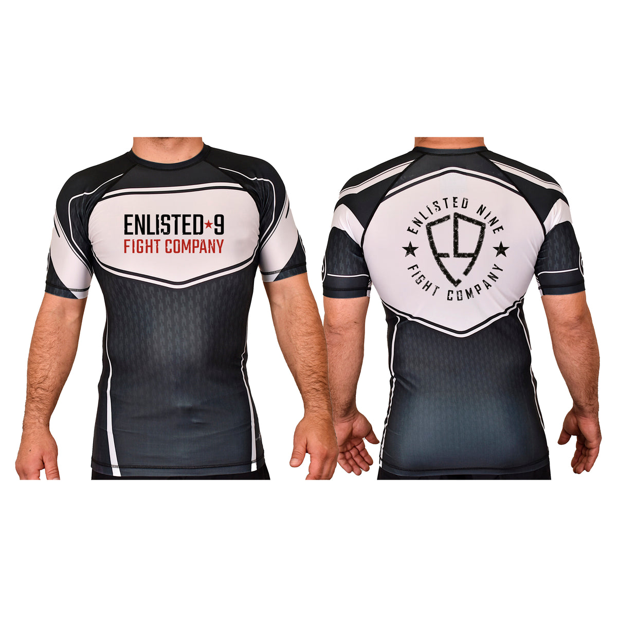 Enlisted Nine Academy Rash Guards Black/White #8026 A