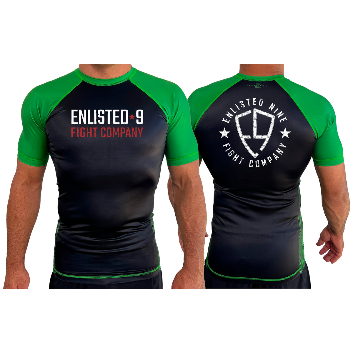Enlisted Nine All Black Ranked Short Sleeve Rash Guards #8026 A