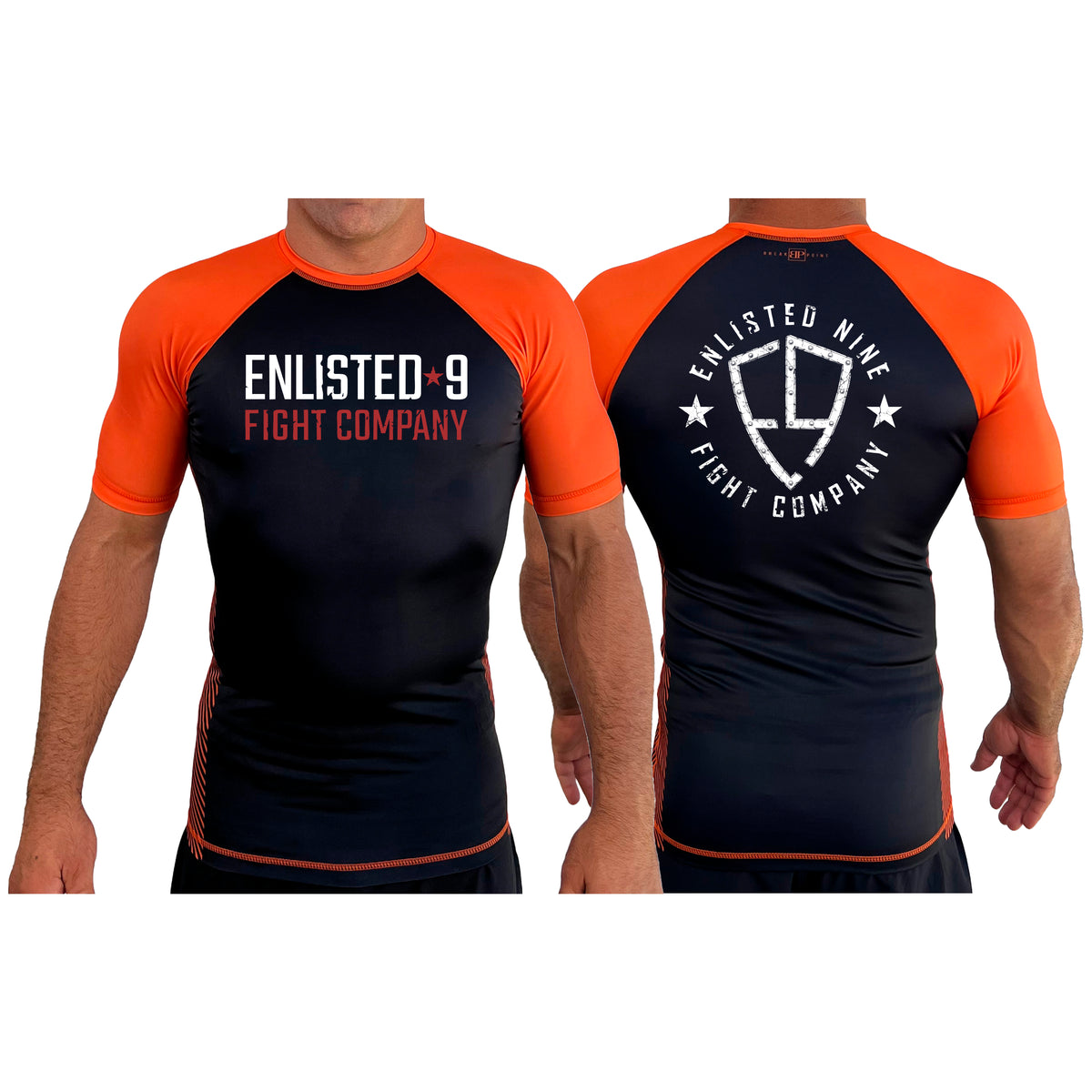 Enlisted Nine All Black Ranked Short Sleeve Rash Guards #8026 A
