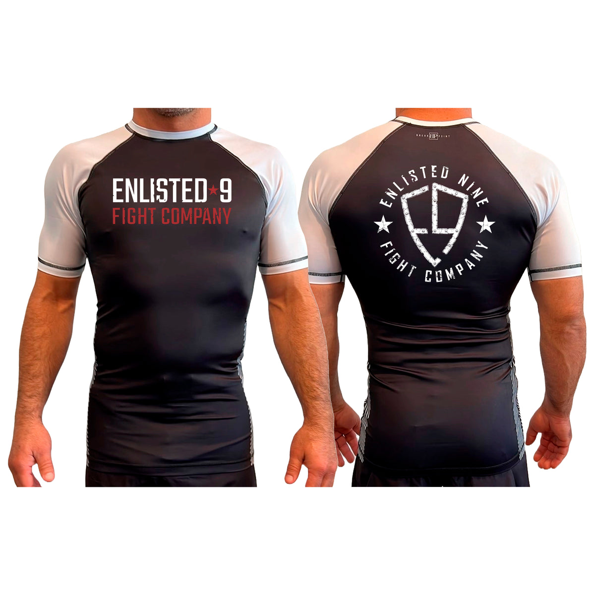 Enlisted Nine All Black Ranked Short Sleeve Rash Guards #8026 A