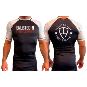 Enlisted Nine All Black Ranked Short Sleeve Rash Guards #8026 A