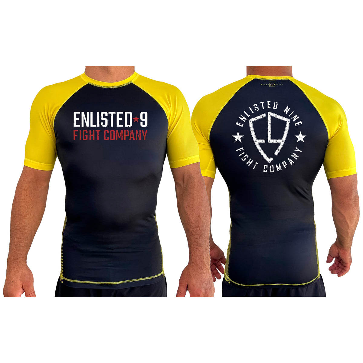 Enlisted Nine All Black Ranked Short Sleeve Rash Guards #8026 A