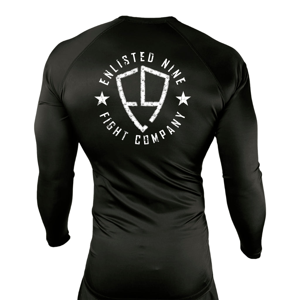Enlisted Nine All Black Custom Rash Guards Long Sleeves #8026 A