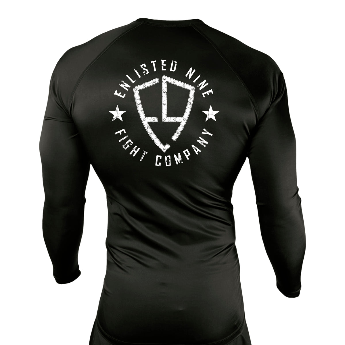 Enlisted Nine All Black Custom Rash Guards Long Sleeves #8026 A