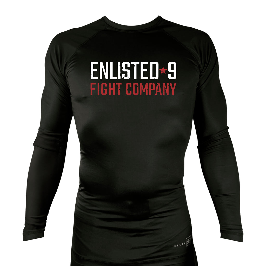 Enlisted Nine All Black Custom Rash Guards Long Sleeves #8026 A