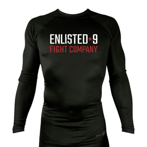 Enlisted Nine All Black Custom Rash Guards Long Sleeves #8026 A