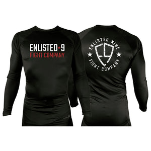 Enlisted Nine All Black Custom Rash Guards Long Sleeves #8026 A