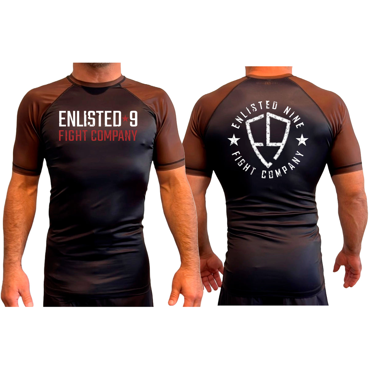 Enlisted Nine All Black Ranked Short Sleeve Rash Guards #8026 A