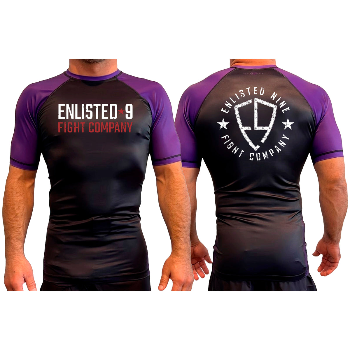 Enlisted Nine All Black Ranked Short Sleeve Rash Guards #8026 A