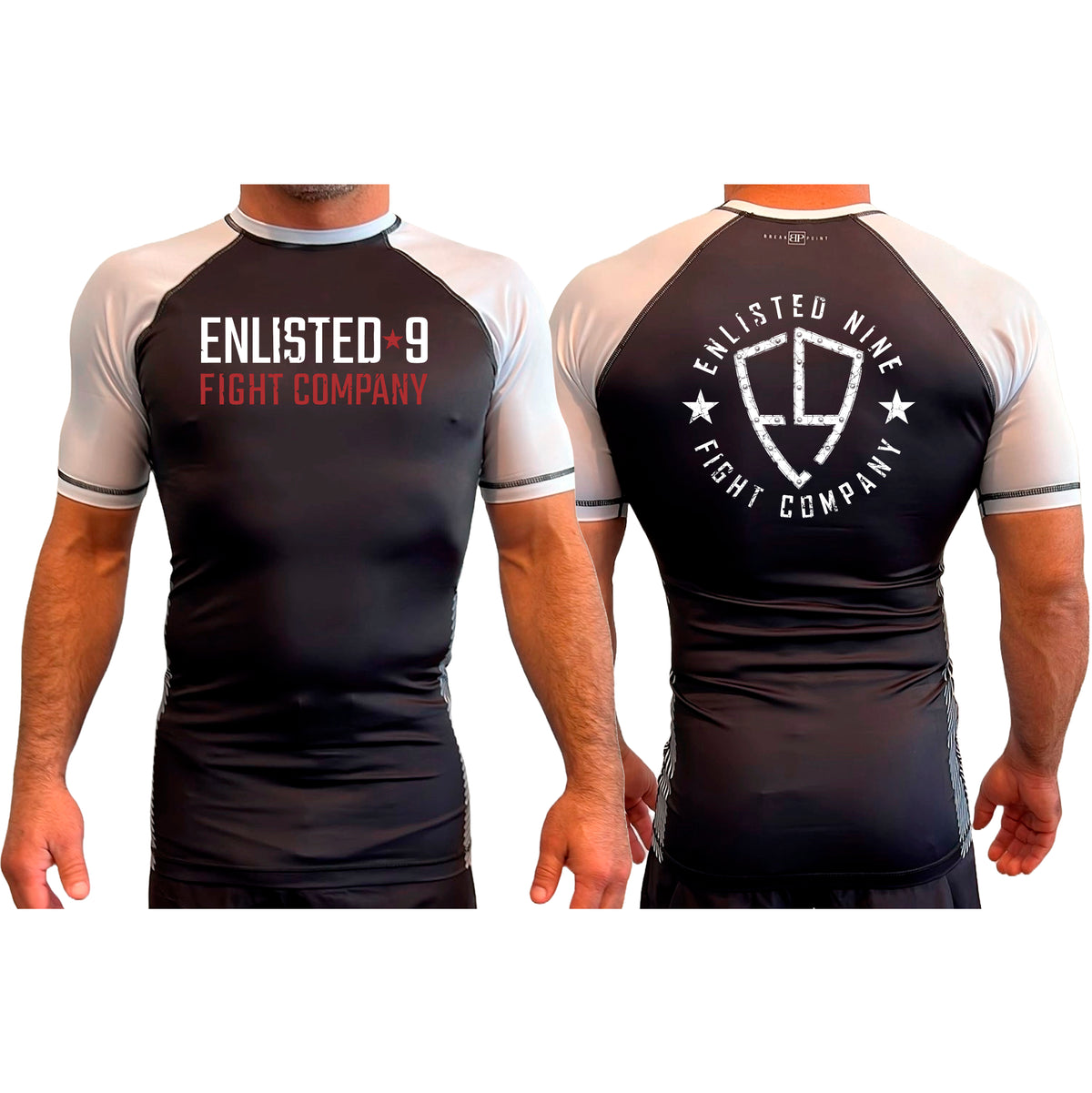 Enlisted Nine All Black Ranked Short Sleeve Rash Guards #8026 A