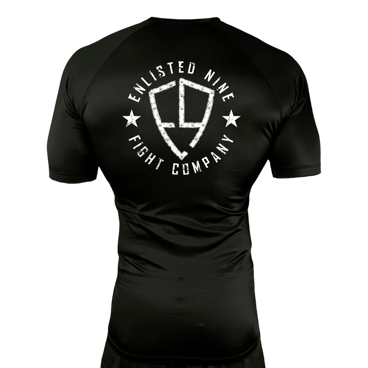 Enlisted Nine All Black Custom Rash Guards Short Sleeves #8026 A