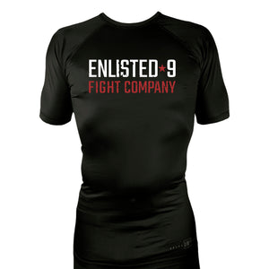 Enlisted Nine All Black Custom Rash Guards Short Sleeves #8026 A