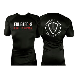 Enlisted Nine All Black Custom Rash Guards Short Sleeves #8026 A