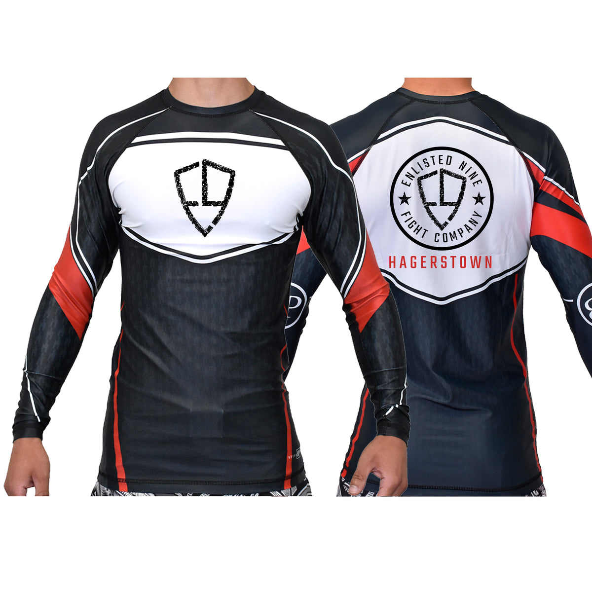 Enlisted Nine Fight Company - Hagerstown Academy Ranked Long Sleeve Rash Guards #8027 A