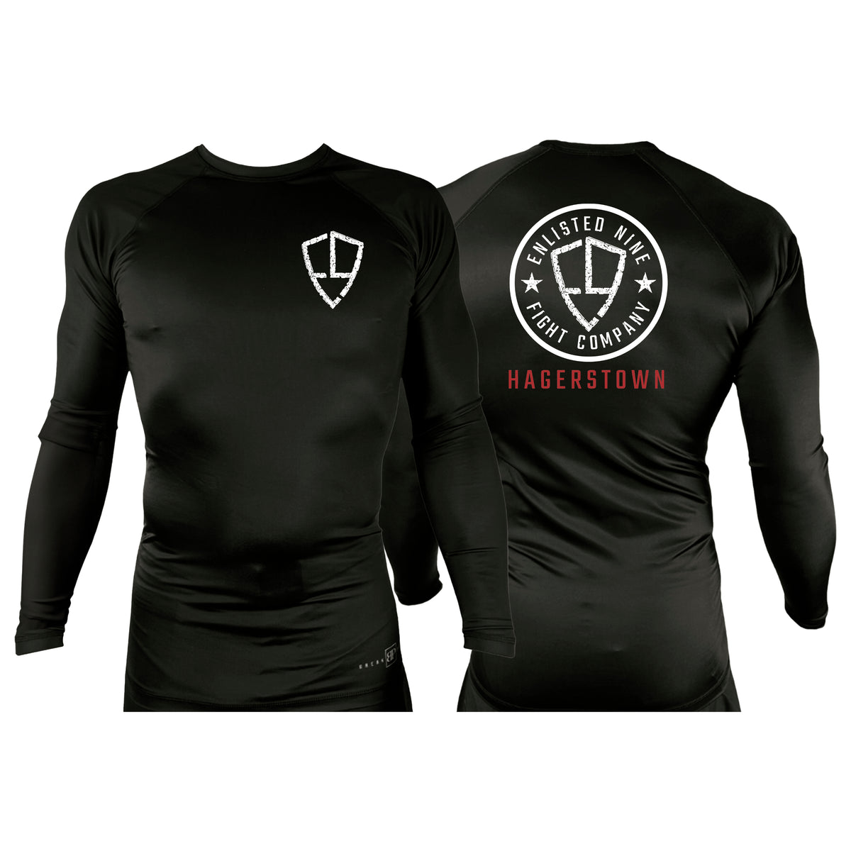 Enlisted Nine Fight Company - Hagerstown All Black Custom Rash Guards Long Sleeves #8027 A