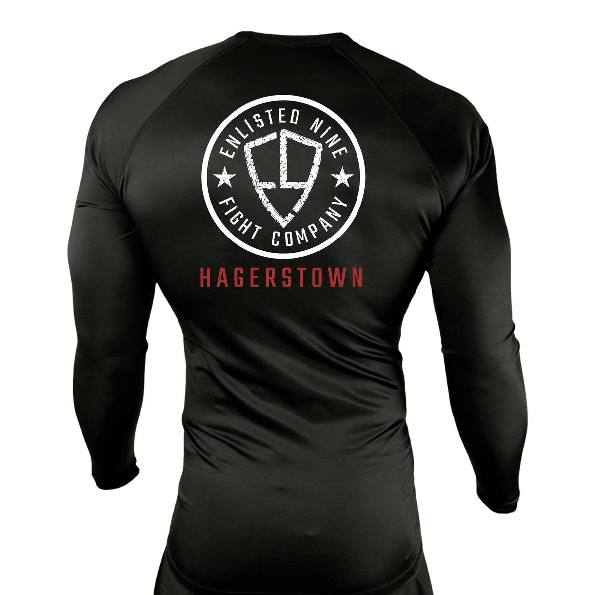 Enlisted Nine Fight Company - Hagerstown All Black Custom Rash Guards Long Sleeves #8027 C