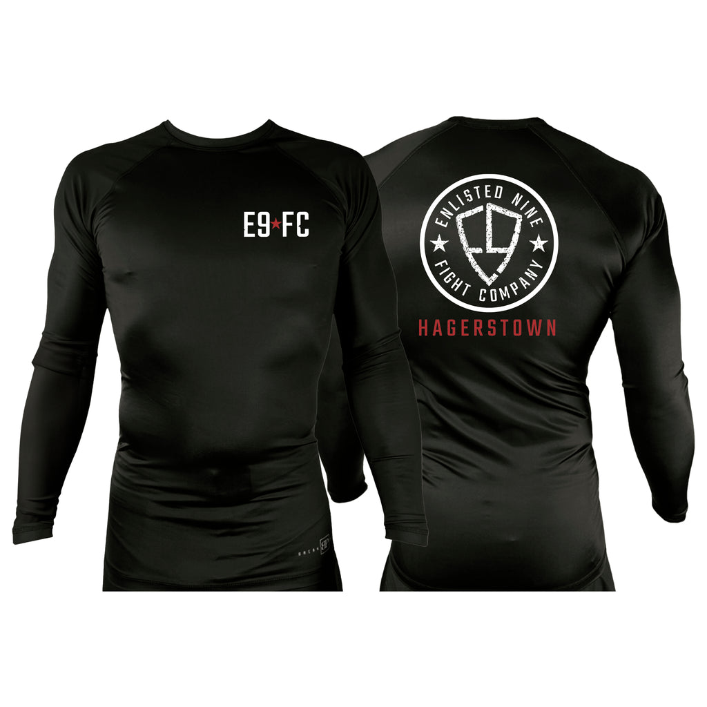 Enlisted Nine Fight Company - Hagerstown All Black Custom Rash Guards Long Sleeves #8027 C
