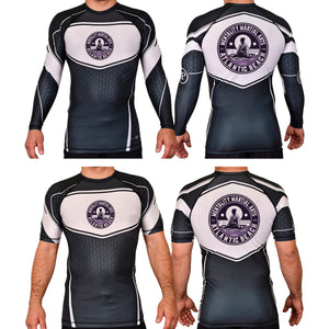 Mentality Martial Arts Academy Rash Guards Black/White #8028 B