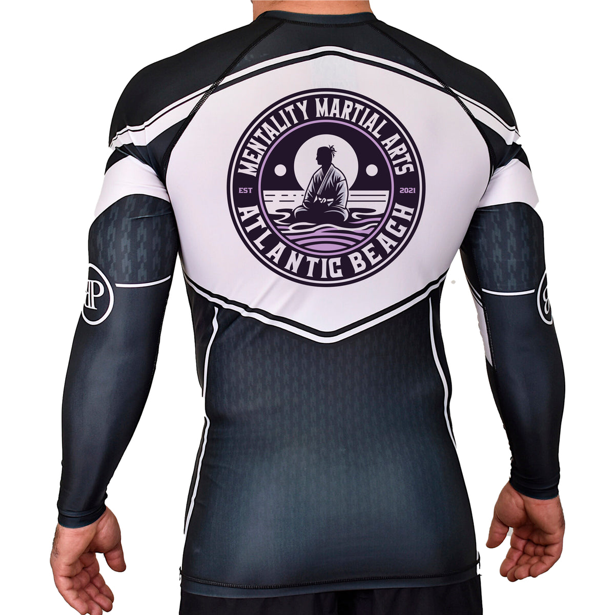Mentality Martial Arts Academy Rash Guards Black/White #8028 B