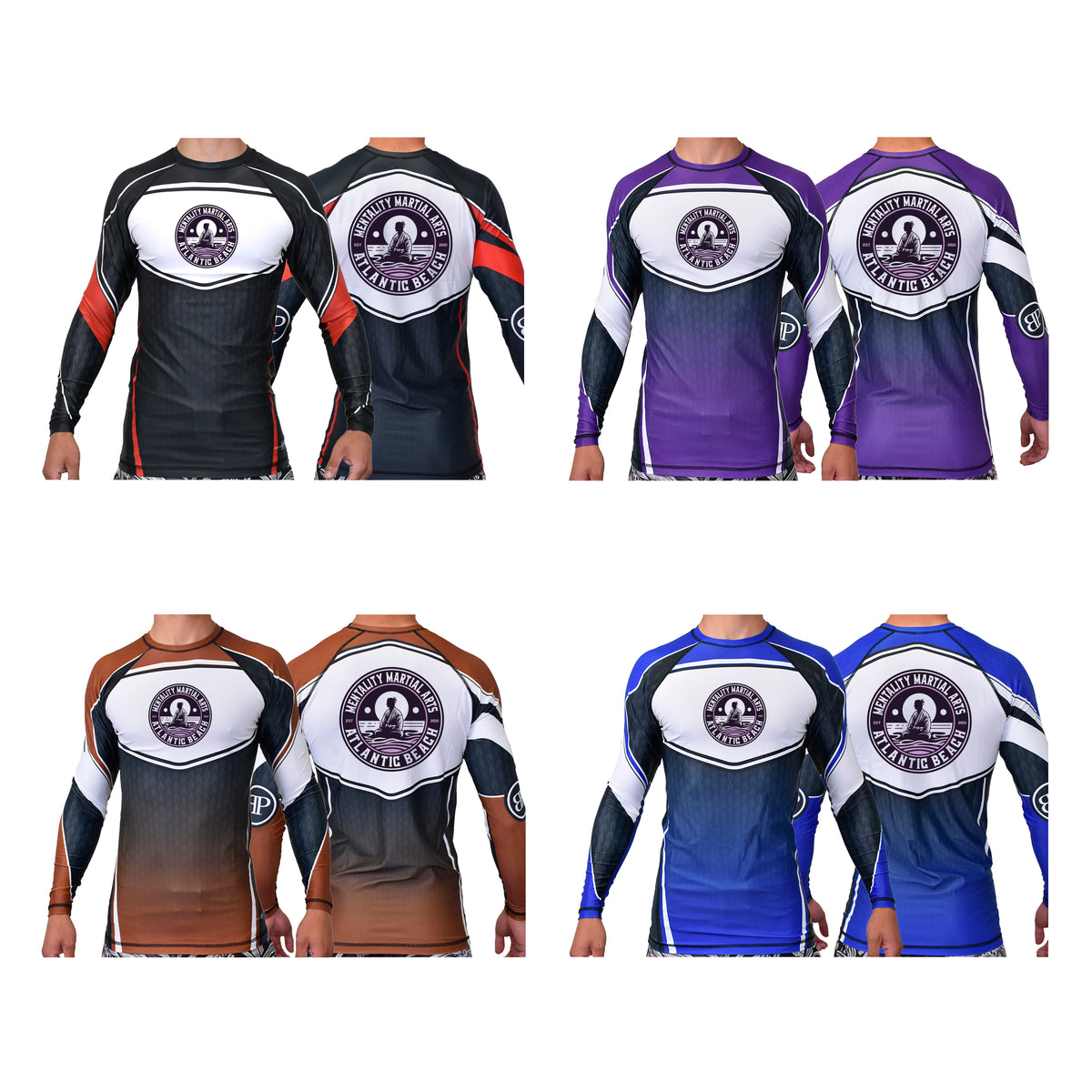 Mentality Martial Arts Academy Ranked Long Sleeve Rash Guards #8028 B