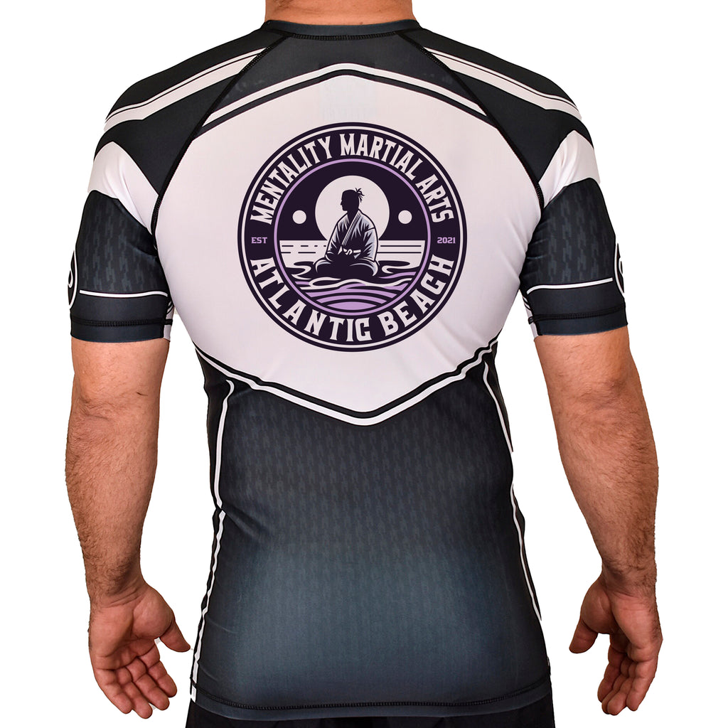 Mentality Martial Arts Academy Rash Guards Black/White #8028 B