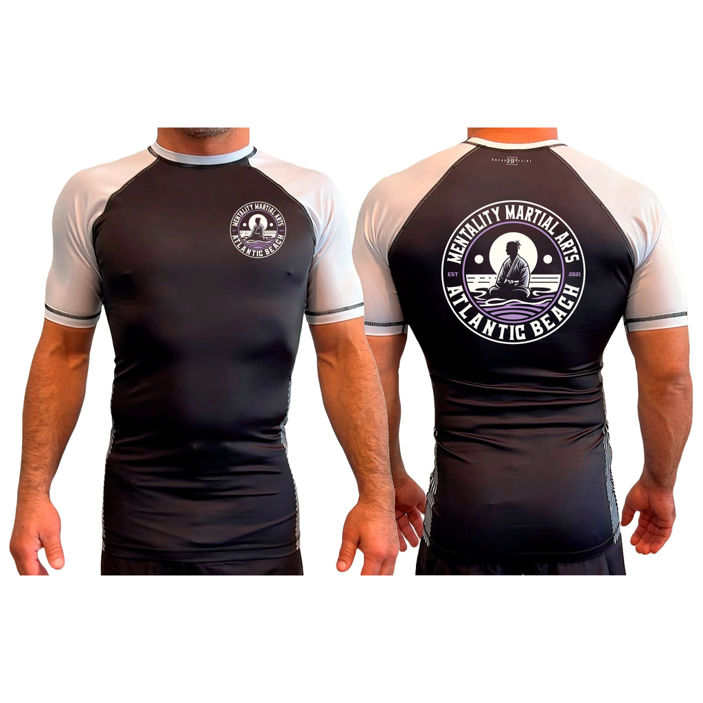 Mentality Martial Arts Academy All Black Ranked Short Sleeve Rash Guards #8028 B