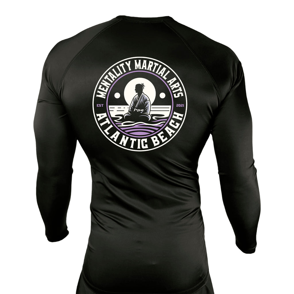 Mentality Martial Arts Academy All Black Custom Rash Guards Long Sleeves #8028 B