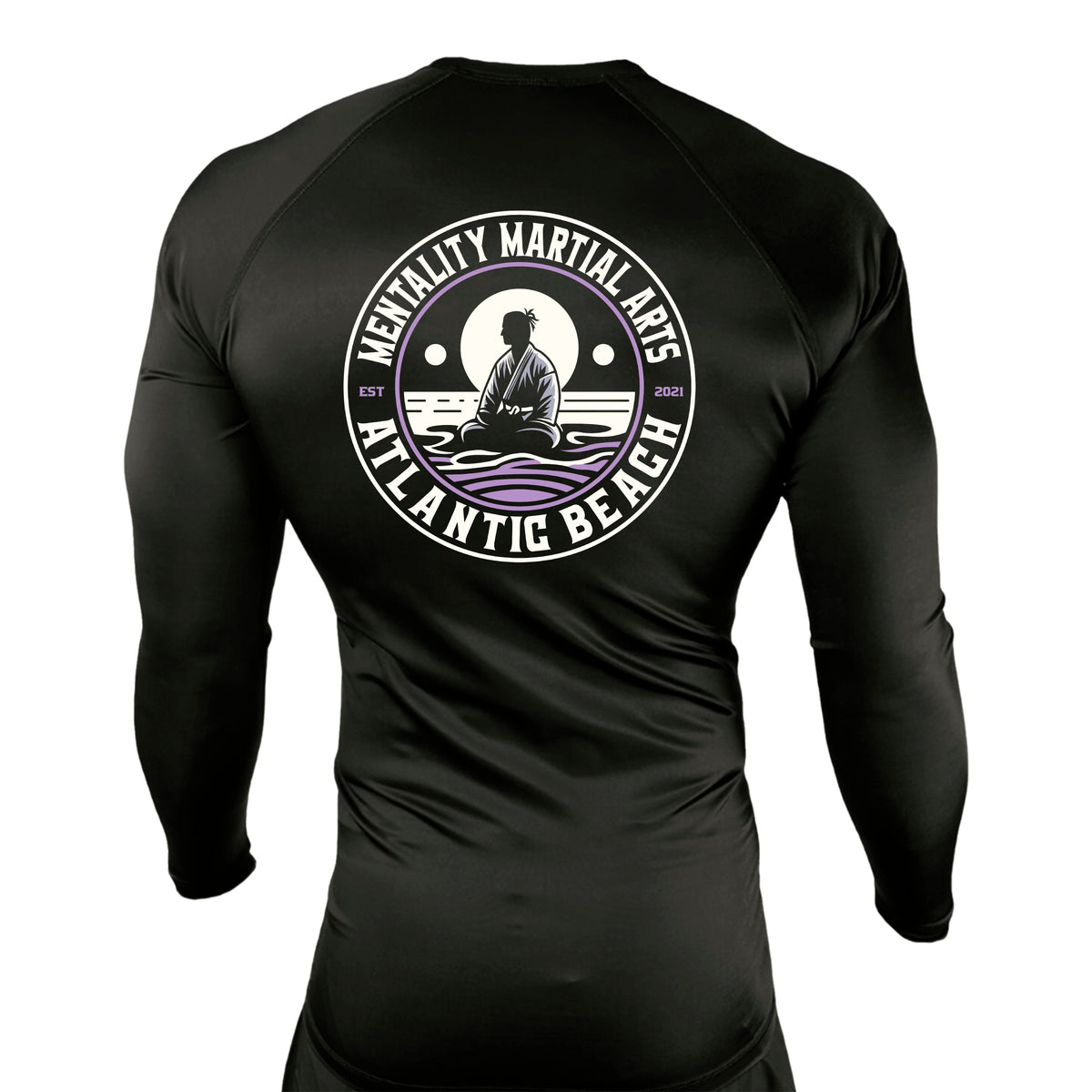 Mentality Martial Arts Academy All Black Custom Rash Guards Long Sleeves #8028 B