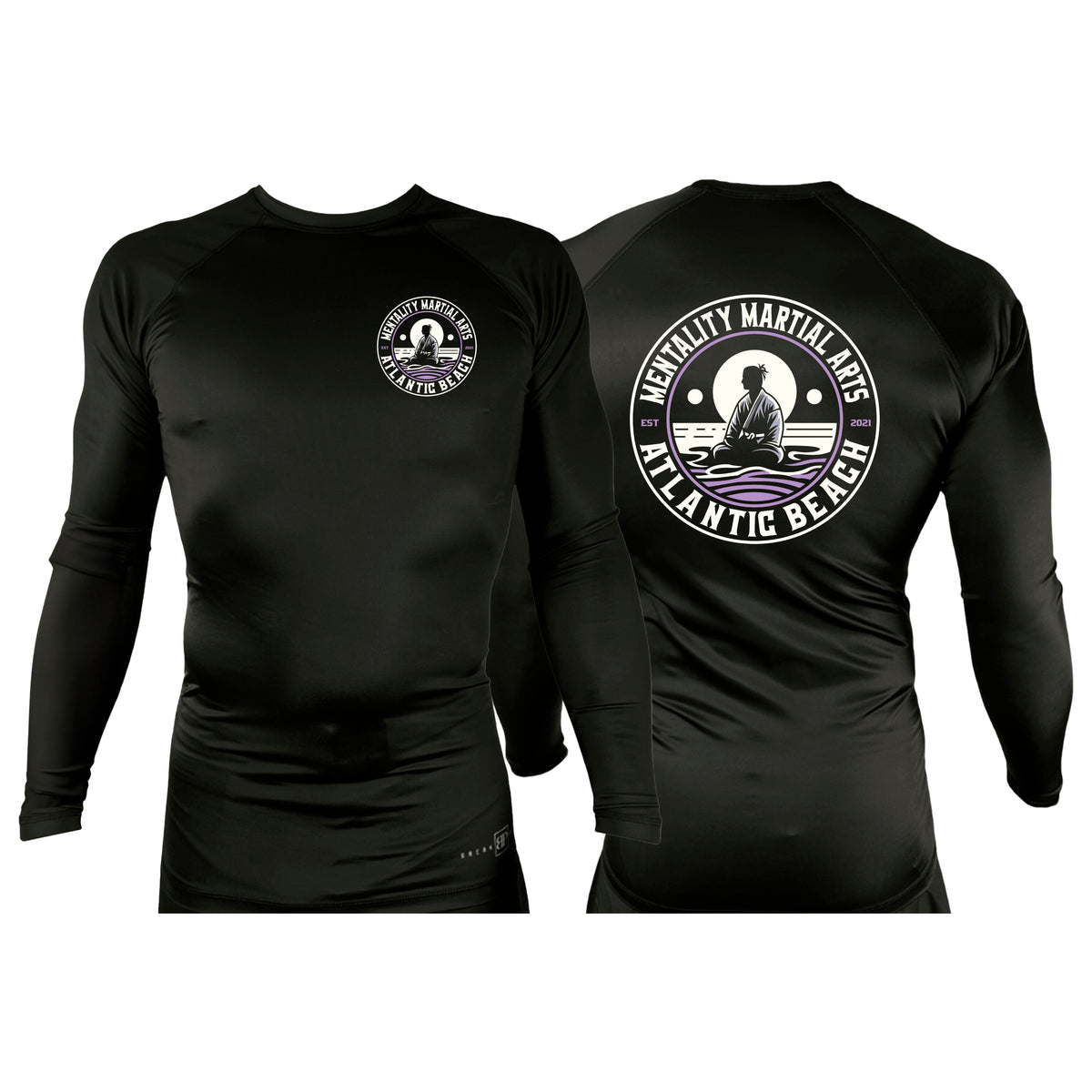 Mentality Martial Arts Academy All Black Custom Rash Guards Long Sleeves #8028 B
