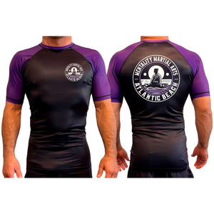 Mentality Martial Arts Academy All Black Ranked Short Sleeve Rash Guards #8028 B