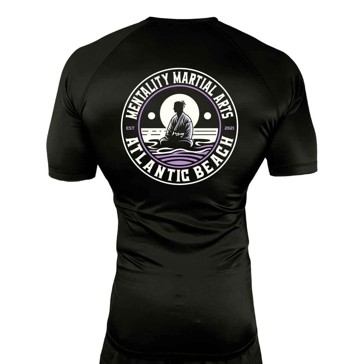 Mentality Martial Arts Academy All Black Custom Rash Guards Short Sleeves #8028 B