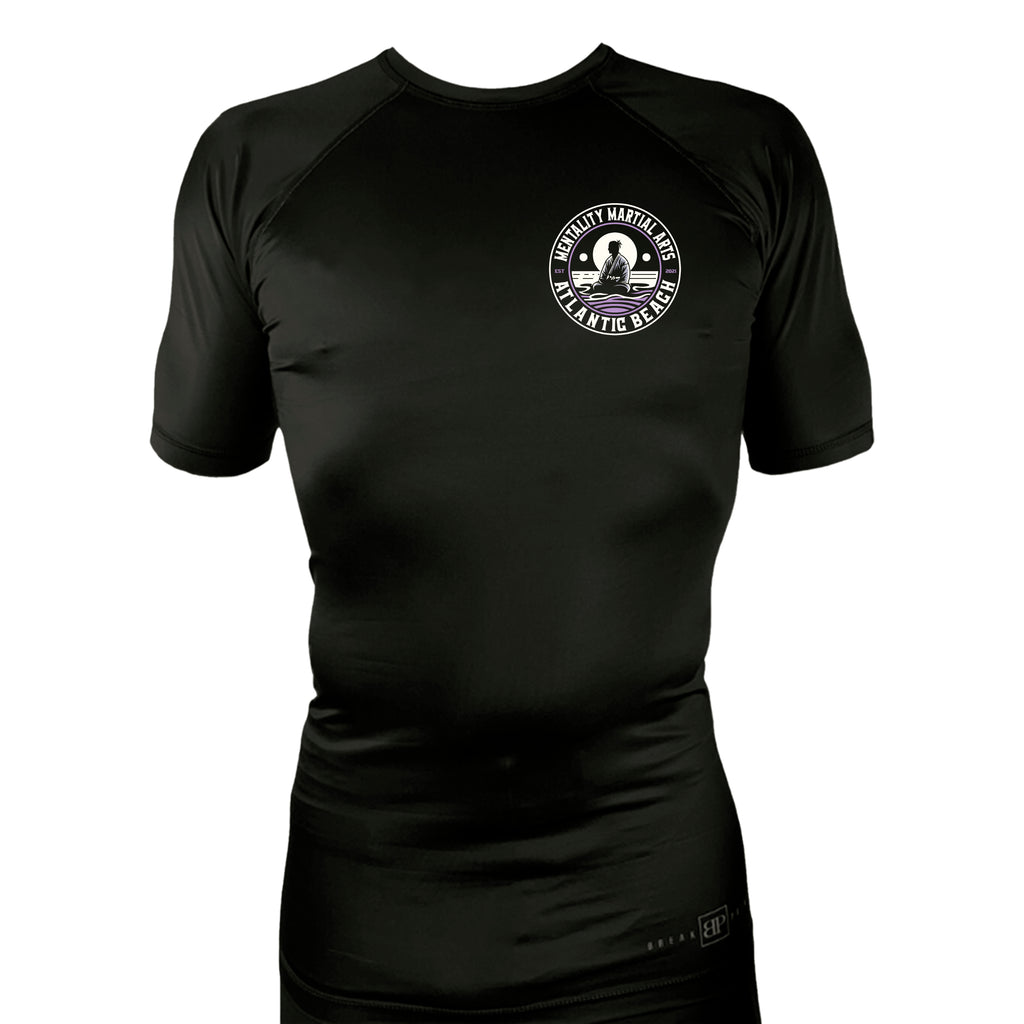 Mentality Martial Arts Academy All Black Custom Rash Guards Short Sleeves #8028 B