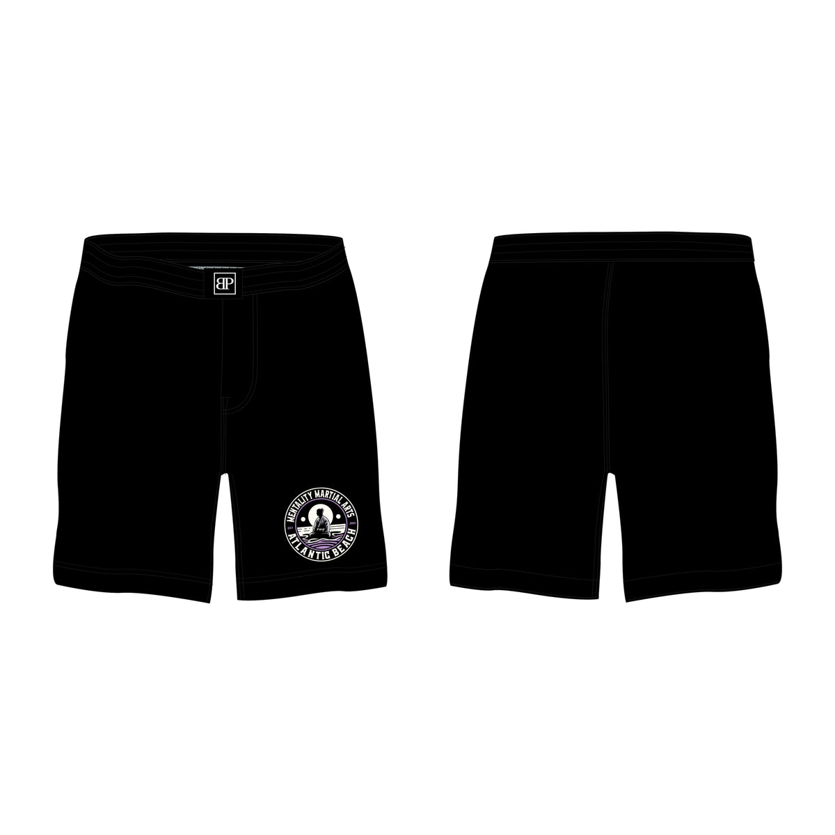Mentality Martial Arts Academy All Black Custom Shorts #8028 B