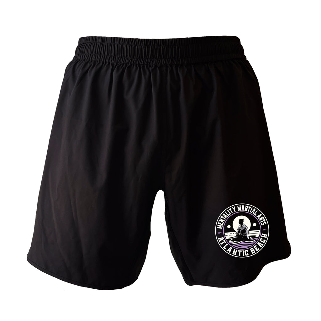 Mentality Martial Arts Academy All Black Custom Shorts 2.0 #8028 B