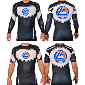 Gracie Fishhawk Jiu-Jitsu Academy Rash Guards Black/White #8029 A