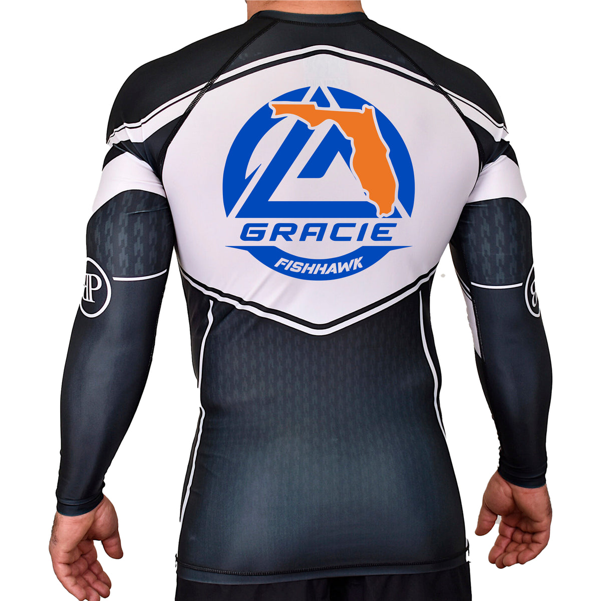 Gracie Fishhawk Jiu-Jitsu Academy Rash Guards Black/White #8029 A