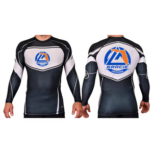 Gracie Fishhawk Jiu-Jitsu Academy Rash Guards Black/White #8029 A