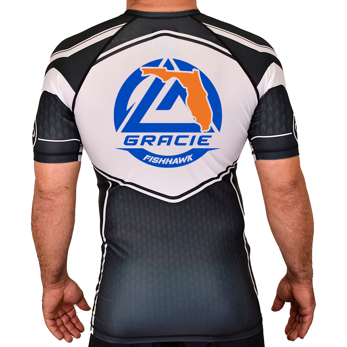 Gracie Fishhawk Jiu-Jitsu Academy Rash Guards Black/White #8029 A