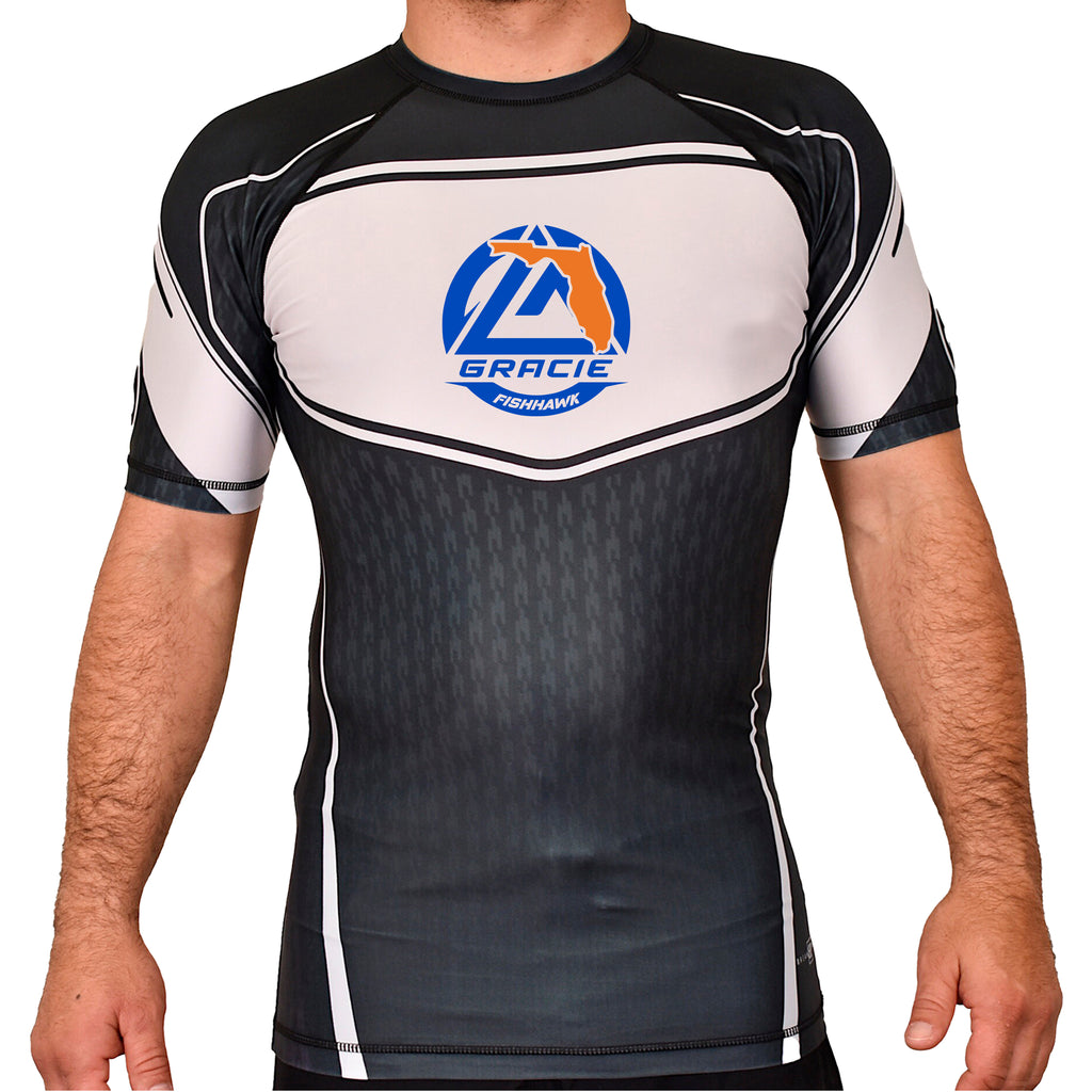 Gracie Fishhawk Jiu-Jitsu Academy Rash Guards Black/White #8029 A