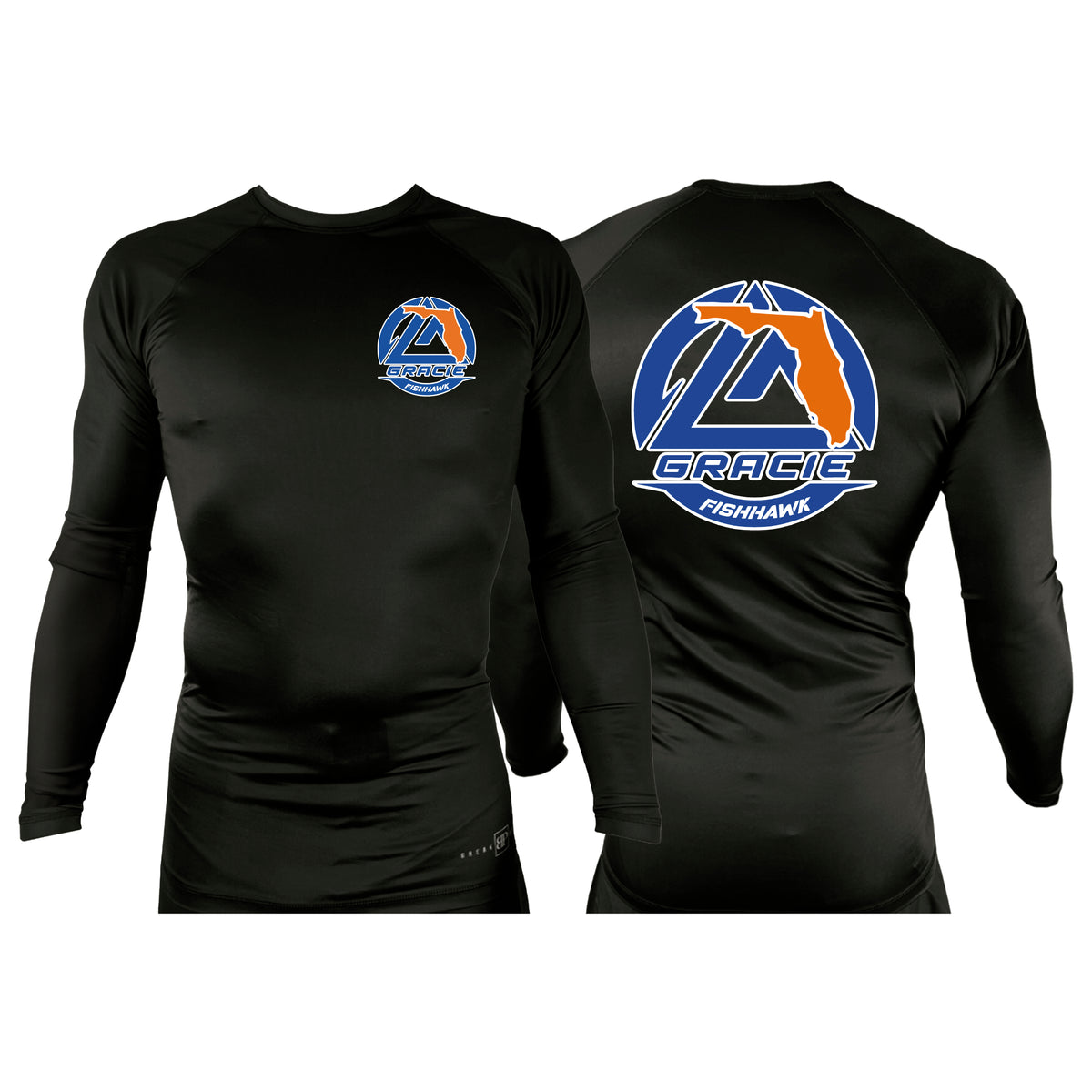 Gracie Fishhawk Jiu-Jitsu All Black Custom Rash Guards Long Sleeves #8029 A